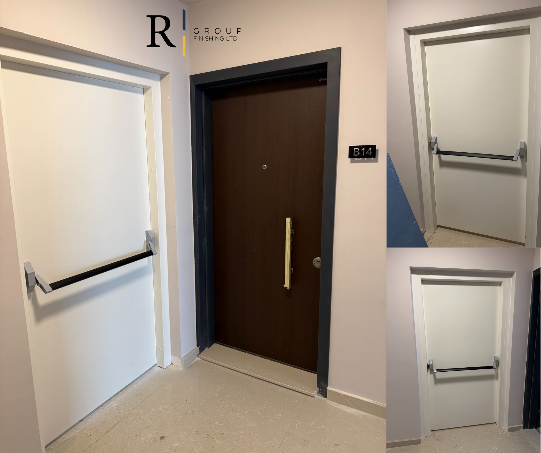 Fire-rated and security apartment doors installed by R Group Finishing in Malta